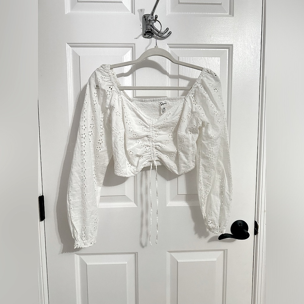 JAPNA Long-Sleeved Cropped Blouse